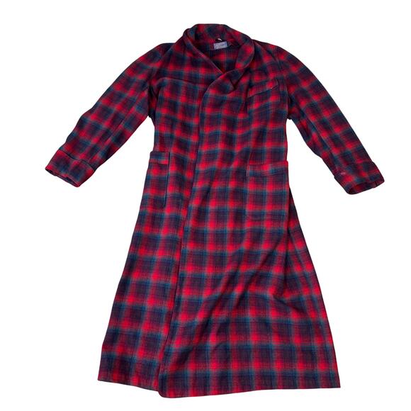 Pendleton Vintage 100% Virgin Wool Long Plaid Robe US Men’s M - Picture 1 of 7